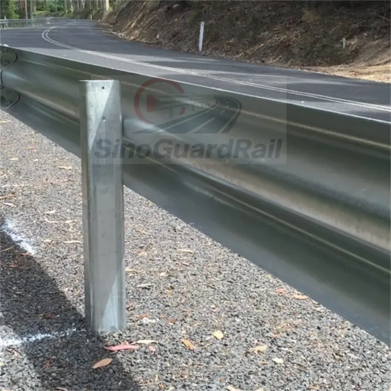 Steel guardrail beam and accessories for highway installation